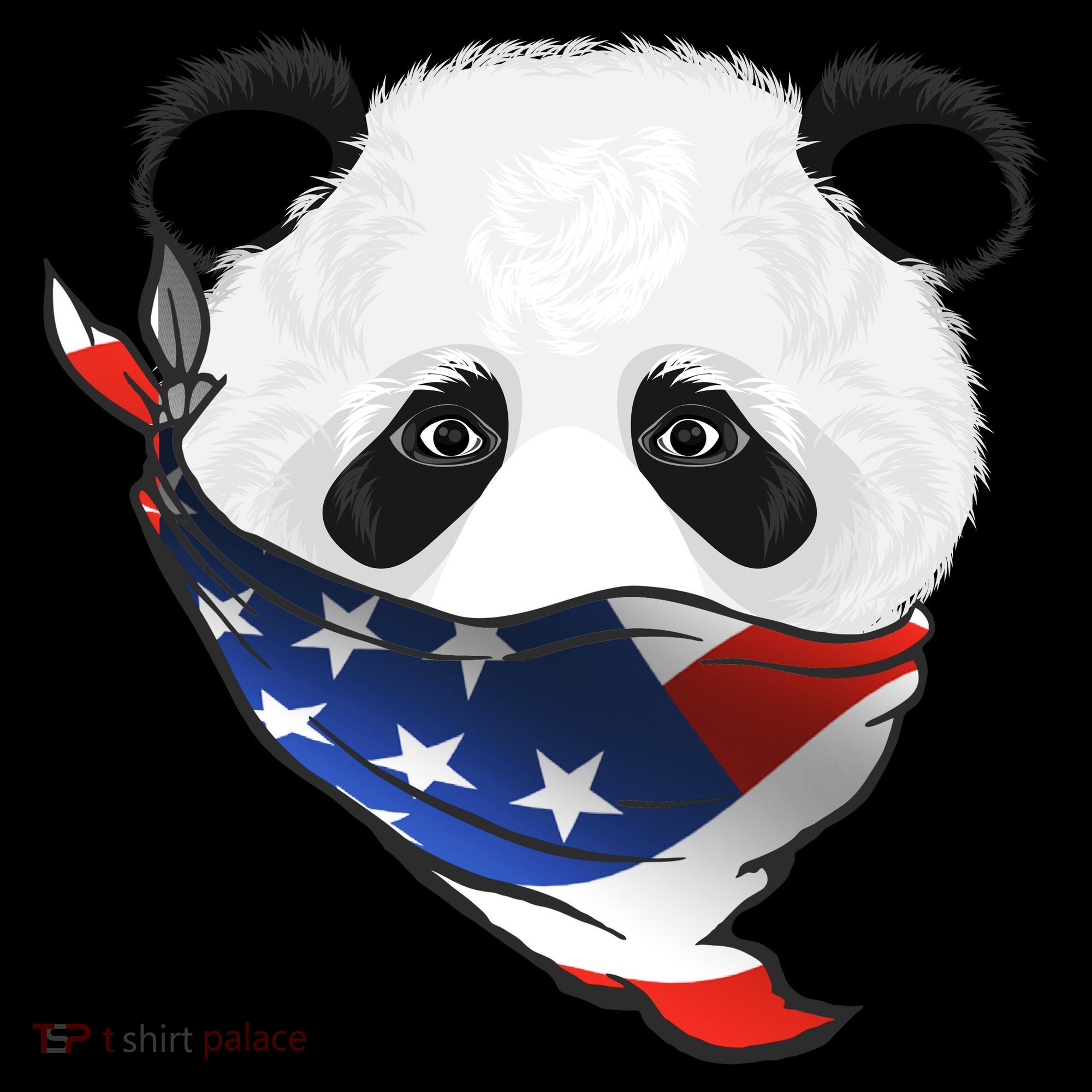 Patriotic Panda American Bandanna Flag T-Shirt