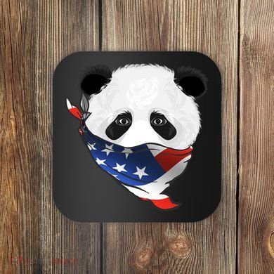 Patriotic Panda American Bandanna Flag Coaster