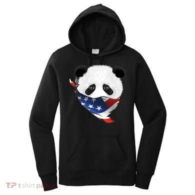 Patriotic Panda American Bandanna Flag Women's Hoodie
