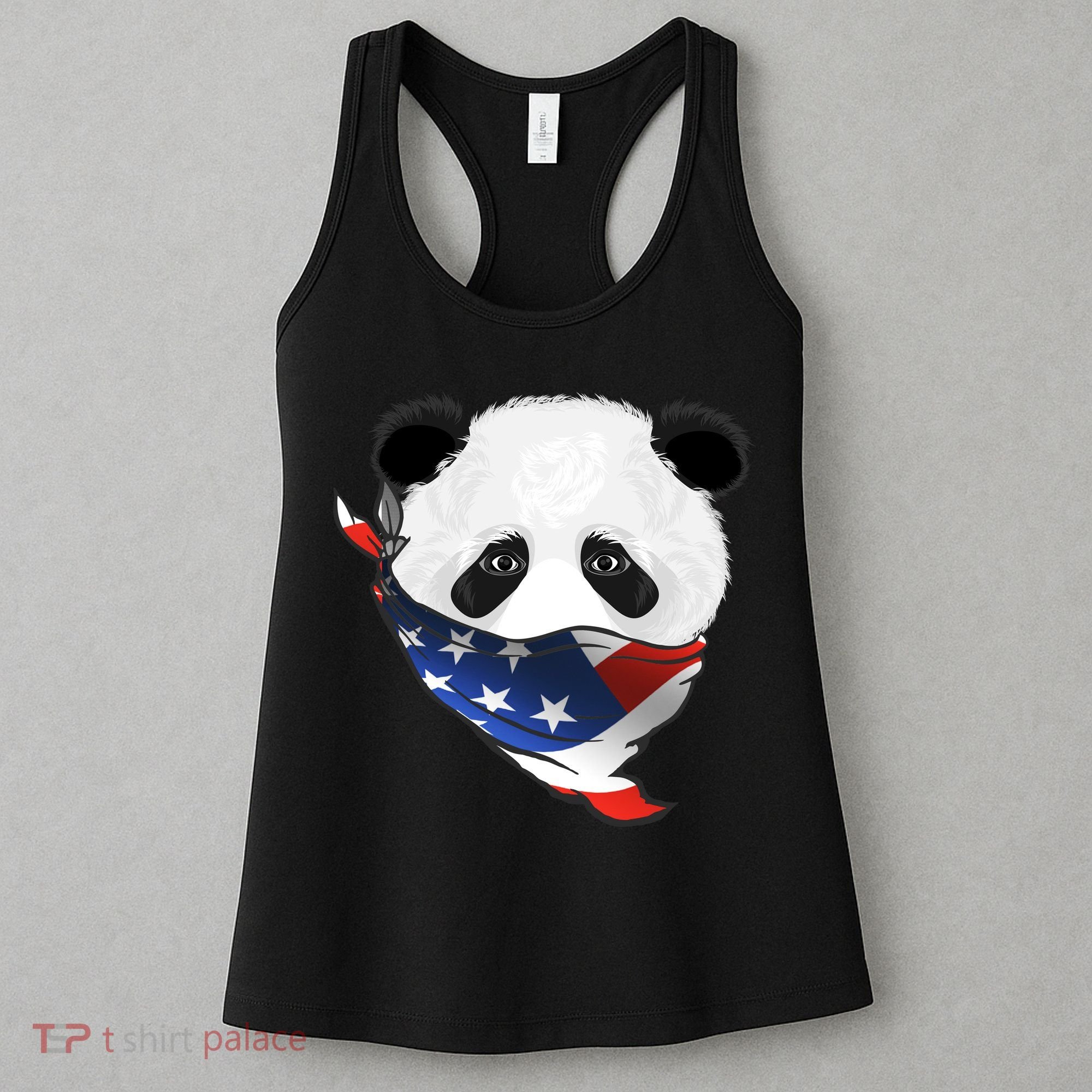 Patriotic Panda American Bandanna Flag Women's Tank Top