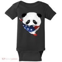 Patriotic Panda American Bandanna Flag Baby Bodysuit thumb 0
