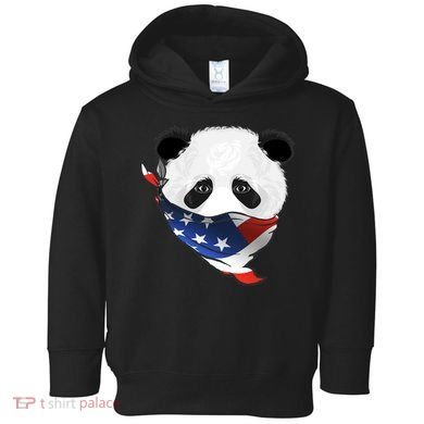 Patriotic Panda American Bandanna Flag Toddler Hoodie