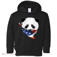 Patriotic Panda American Bandanna Flag Toddler Hoodie thumb 0