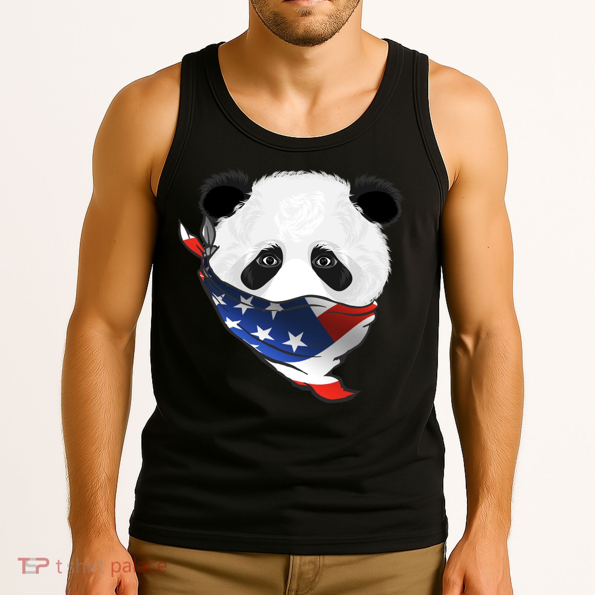 Patriotic Panda American Bandanna Flag Tank Top