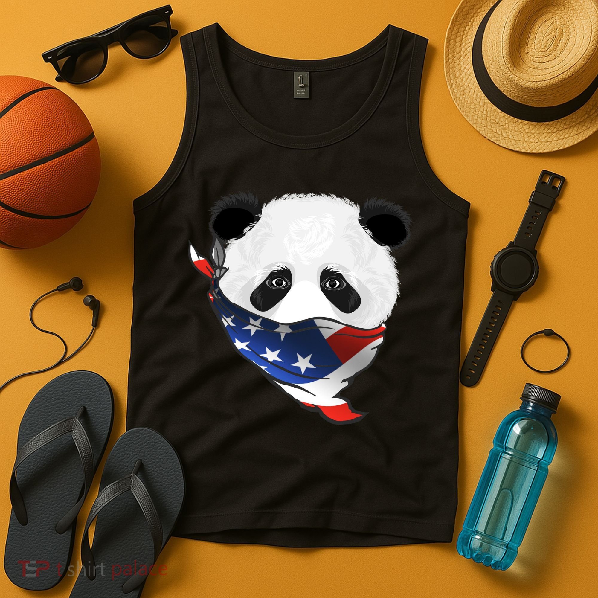 Patriotic Panda American Bandanna Flag Tank Top