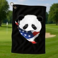 Patriotic Panda American Bandanna Flag Golf Towel thumb 1
