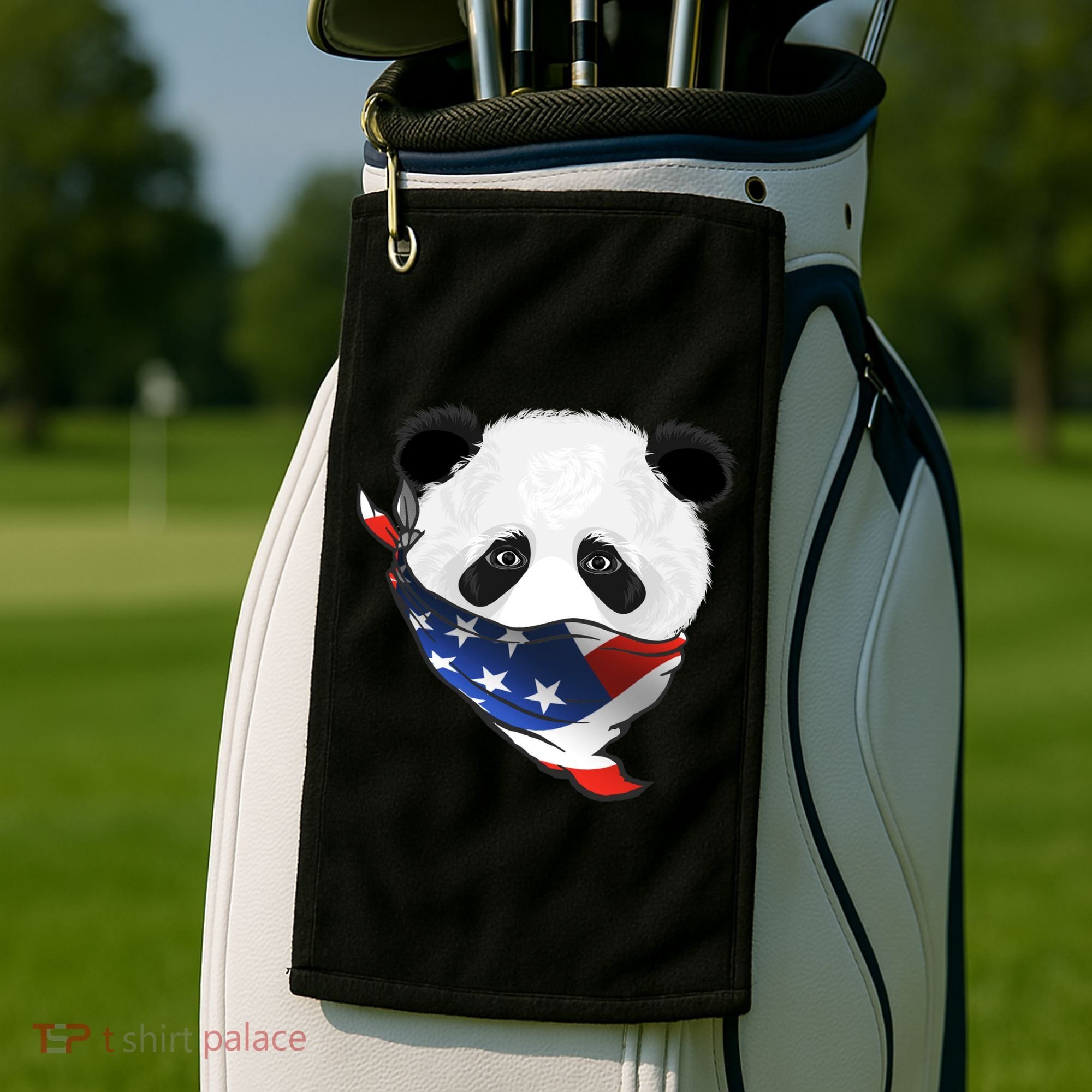 Patriotic Panda American Bandanna Flag Golf Towel