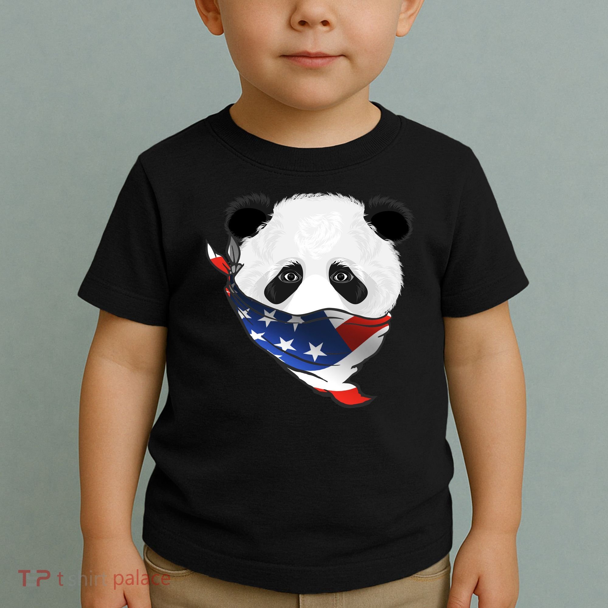 Patriotic Panda American Bandanna Flag Toddler T-Shirt