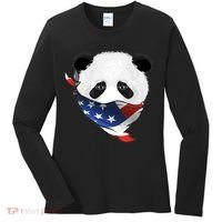 Patriotic Panda American Bandanna Flag Women's Long Sleeve Shirt thumb 0