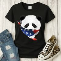 Patriotic Panda American Bandanna Flag Women's T-Shirt thumb 3