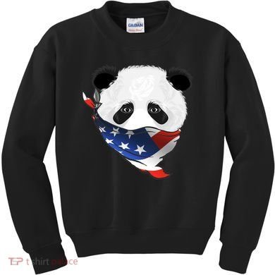 Patriotic Panda American Bandanna Flag Kids Sweatshirt