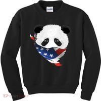 Patriotic Panda American Bandanna Flag Kids Sweatshirt thumb 0