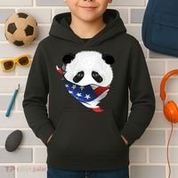 Patriotic Panda American Bandanna Flag Kids Hoodie thumb 2