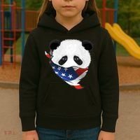 Patriotic Panda American Bandanna Flag Kids Hoodie thumb 3