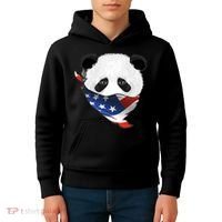 Patriotic Panda American Bandanna Flag Kids Hoodie thumb 4
