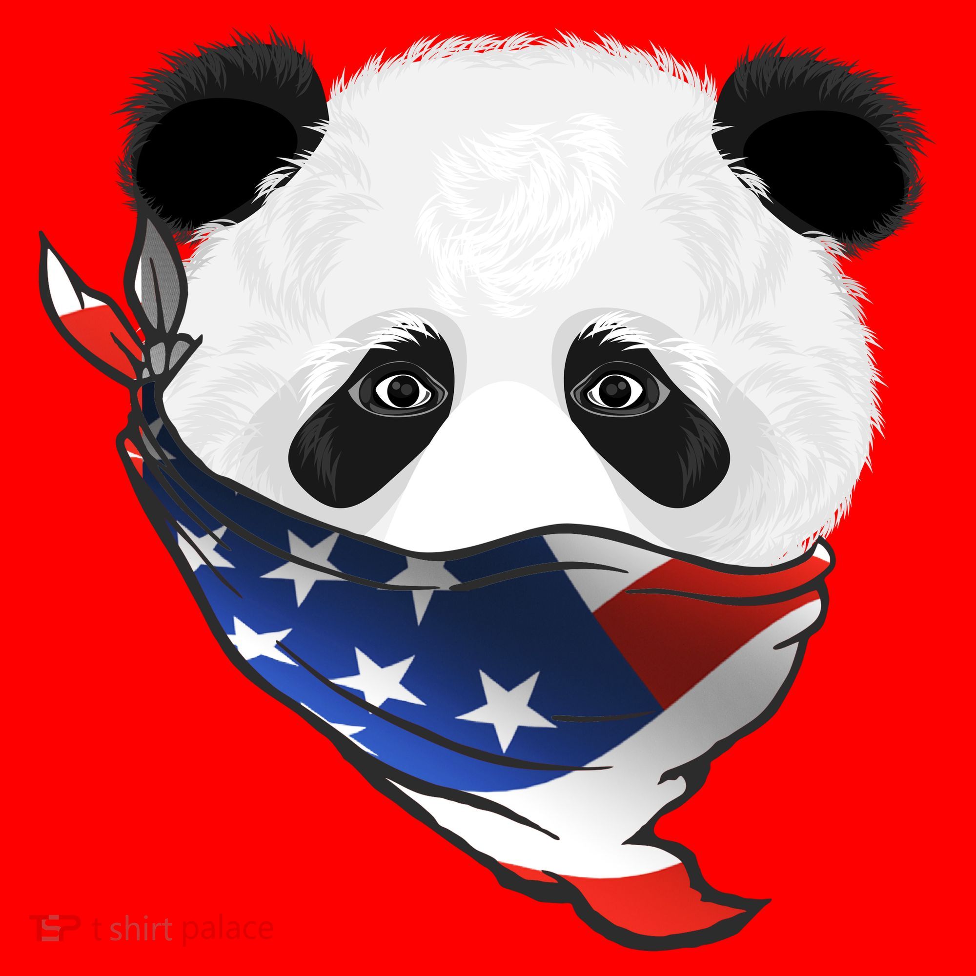 Patriotic Panda American Bandanna Flag Santa Hat