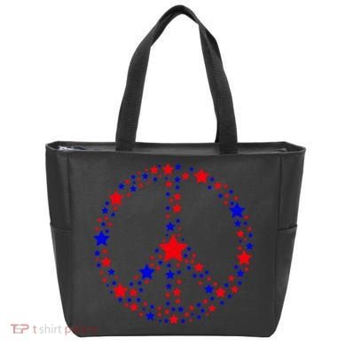 Patriotic Peace Sign Stars Tote Bag