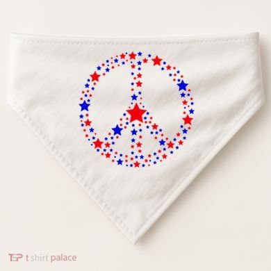 Patriotic Peace Sign Stars USA-Made Doggie Bandana