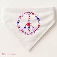 Patriotic Peace Sign Stars USA-Made Doggie Bandana thumb 0