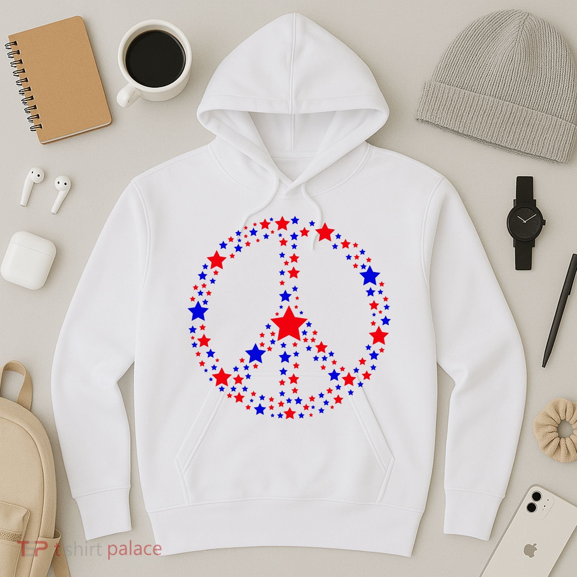 Patriotic Peace Sign Stars Hoodie