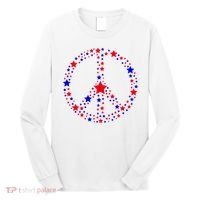Patriotic Peace Sign Stars Long Sleeve Shirt thumb 0