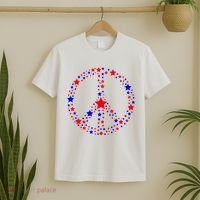 Patriotic Peace Sign Stars T-Shirt thumb 2