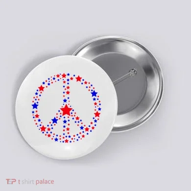 Patriotic Peace Sign Stars Button