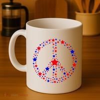 Patriotic Peace Sign Stars Coffee Mug thumb 4