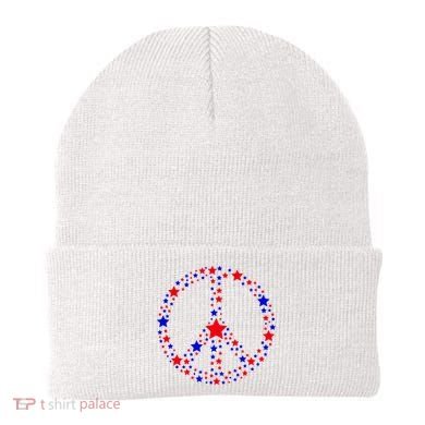Patriotic Peace Sign Stars Beanie