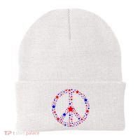Patriotic Peace Sign Stars Beanie thumb 0