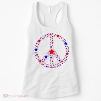 Patriotic Peace Sign Stars Women's Tank Top thumb 0