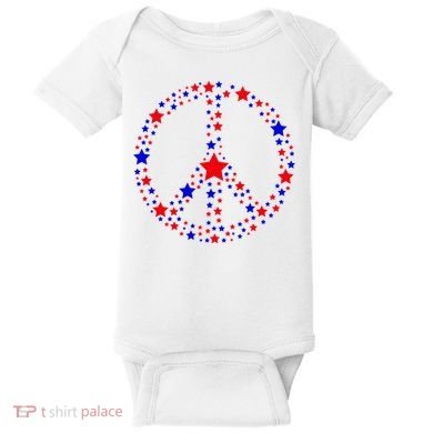 Patriotic Peace Sign Stars Baby Bodysuit