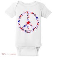 Patriotic Peace Sign Stars Baby Bodysuit thumb 0