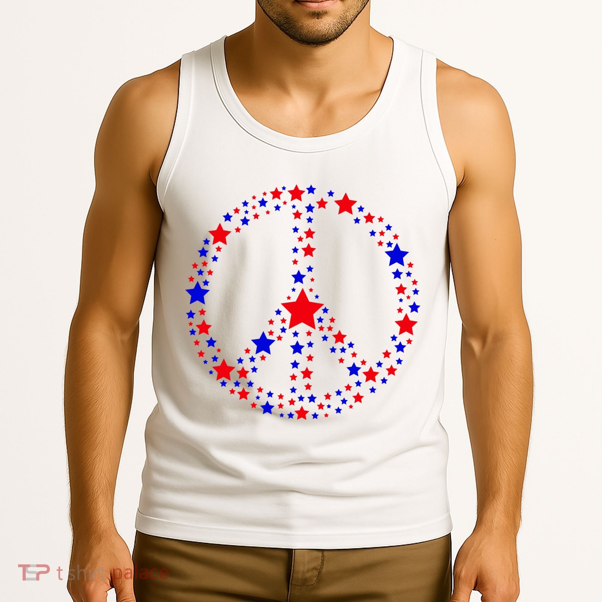 Patriotic Peace Sign Stars Tank Top