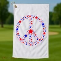 Patriotic Peace Sign Stars Golf Towel thumb 1
