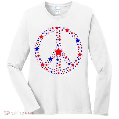 Patriotic Peace Sign Stars Women's Long Sleeve Shirt