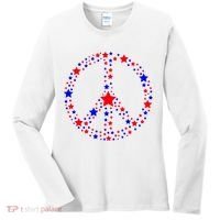 Patriotic Peace Sign Stars Women's Long Sleeve Shirt thumb 0