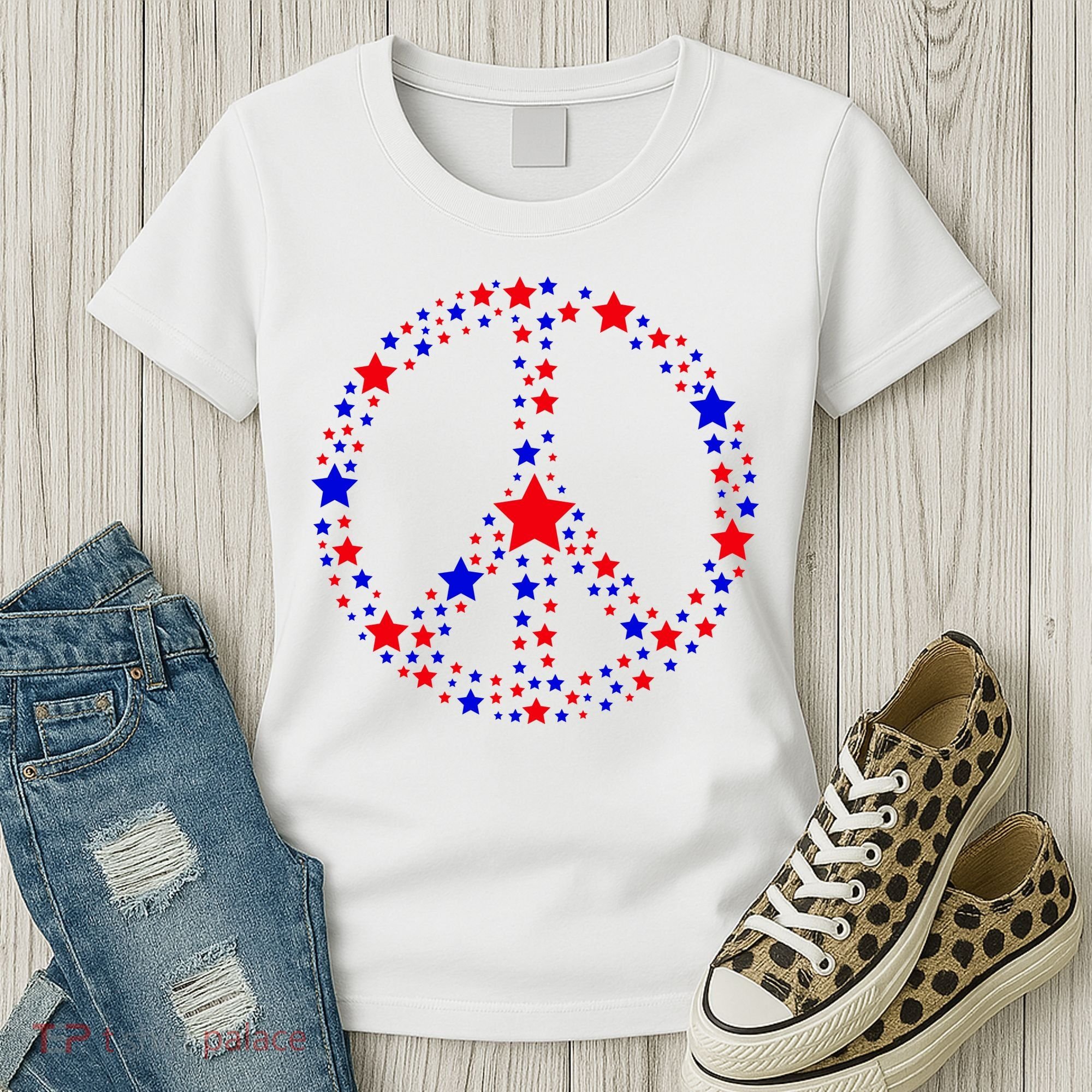 Patriotic Peace Sign Stars Women's T-Shirt