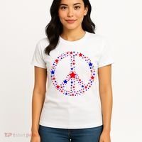 Patriotic Peace Sign Stars Women's T-Shirt thumb 4