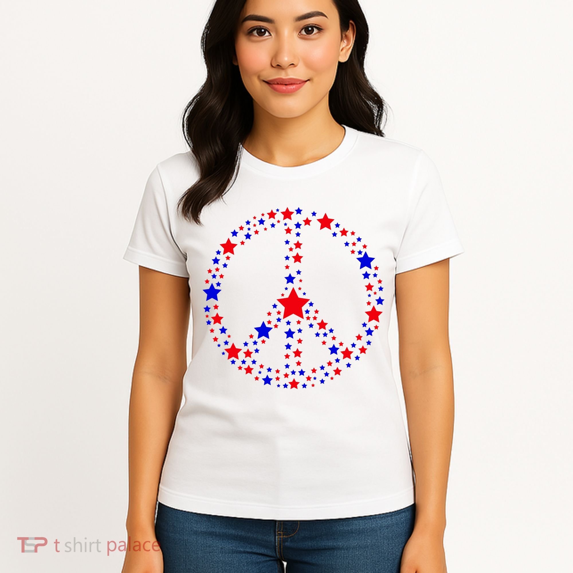 Patriotic Peace Sign Stars Women's T-Shirt