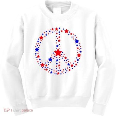 Patriotic Peace Sign Stars Kids Sweatshirt