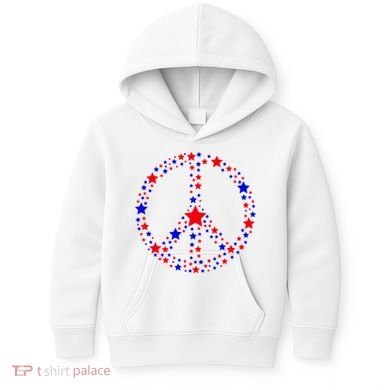 Patriotic Peace Sign Stars Kids Hoodie