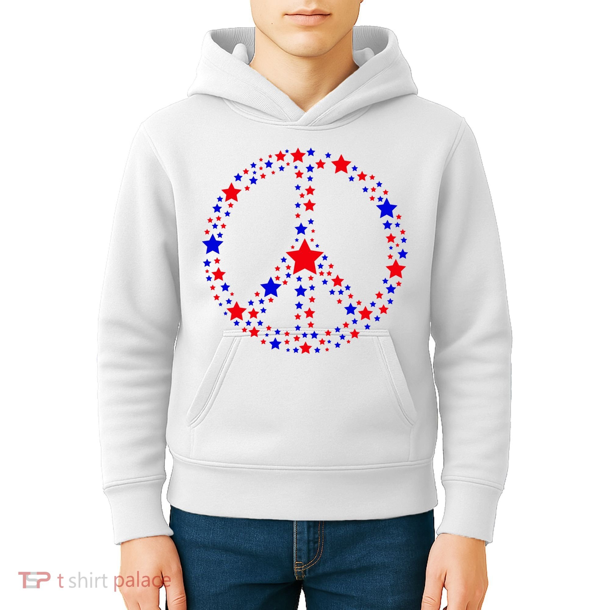 Patriotic Peace Sign Stars Kids Hoodie