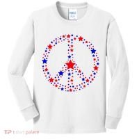 Patriotic Peace Sign Stars Kids Long Sleeve Shirt thumb 0