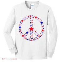 Patriotic Peace Sign Stars Kids Long Sleeve Shirt thumb 0
