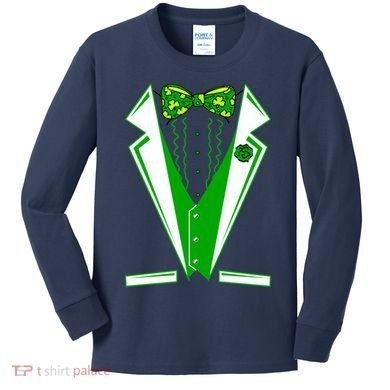 Patty Party Tuxedo Tux St Patrick's Day Kids Long Sleeve Shirt
