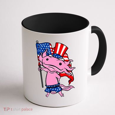 Patriotic Axolotl USA Flag Funny 4th Of July United States Coffee Mug back