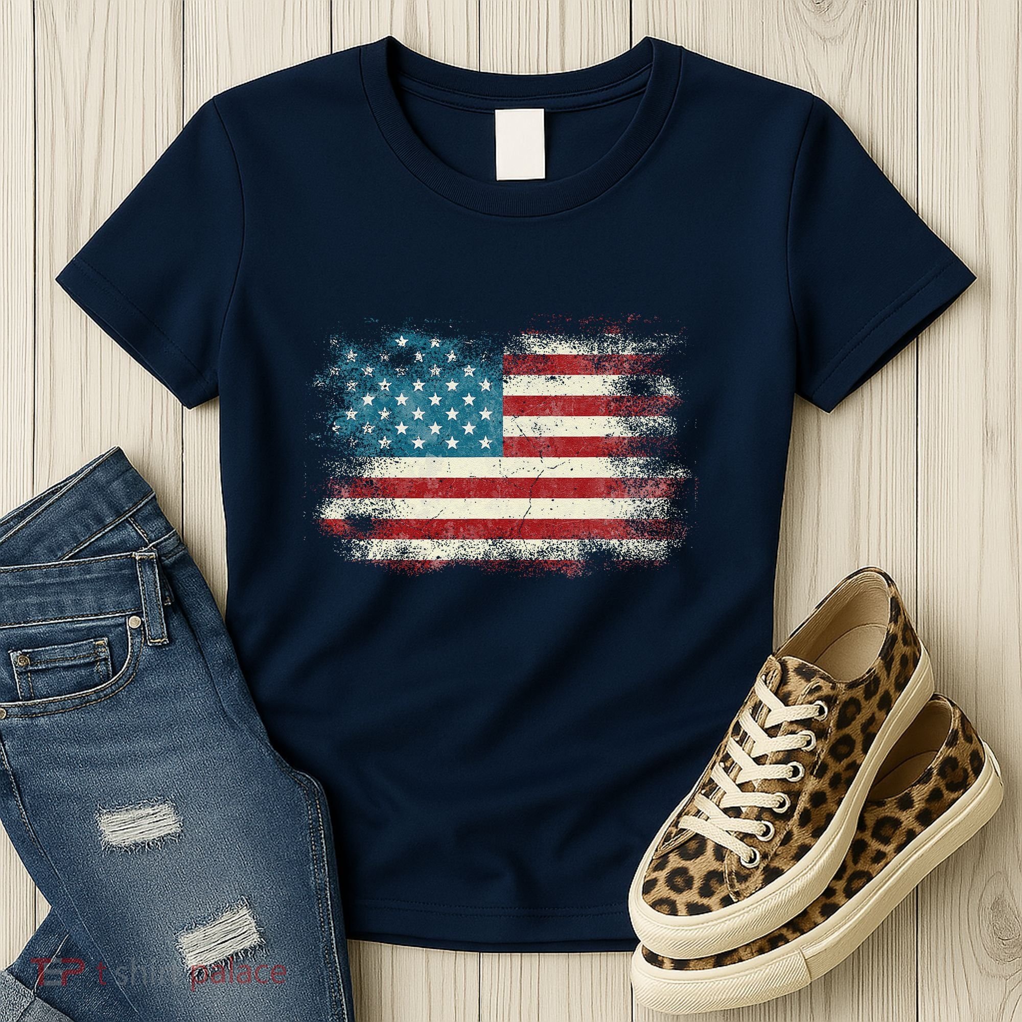Patriotic American Usa Flag Women's T-Shirt