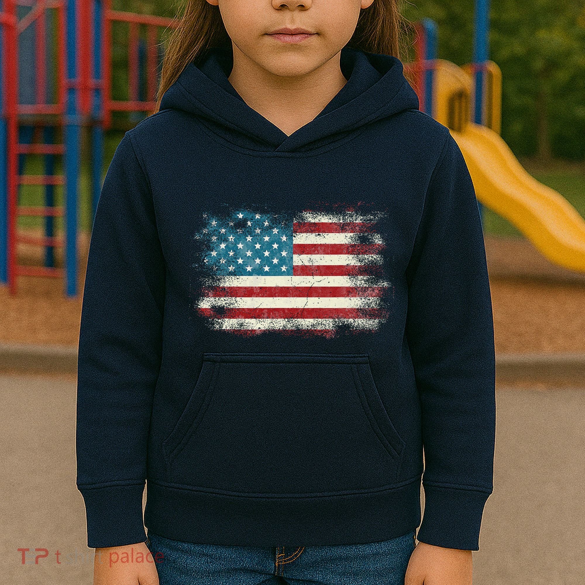 Patriotic American Usa Flag Kids Hoodie