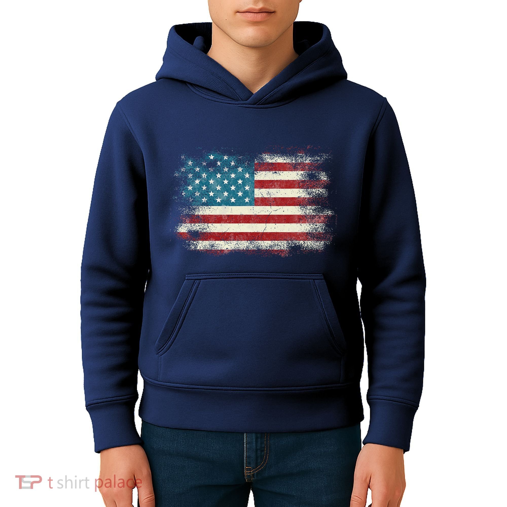 Patriotic American Usa Flag Kids Hoodie
